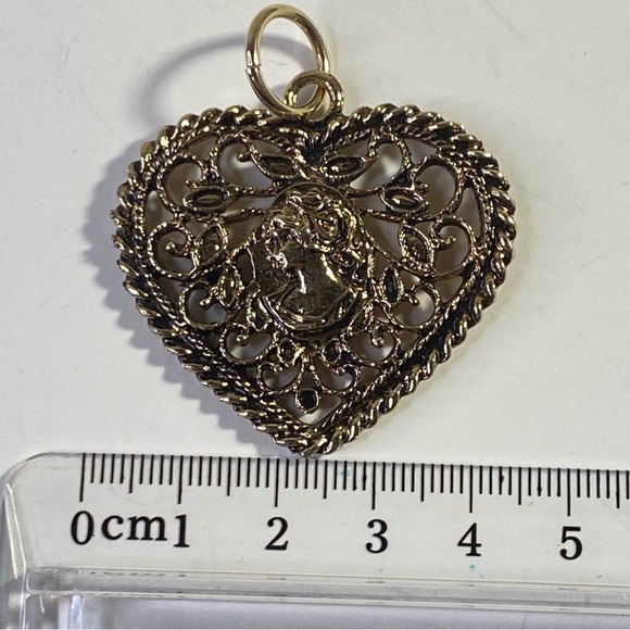 Vintage filigree woman cameo heart pendant - Picture 4 of 5
